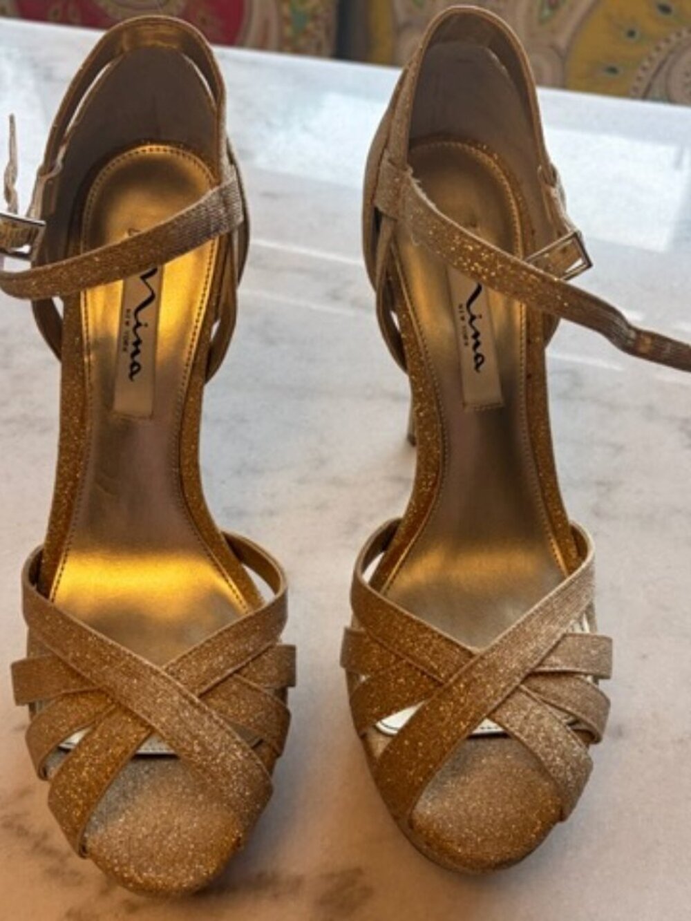 Nina Gold Glitter heels SZ 8.5